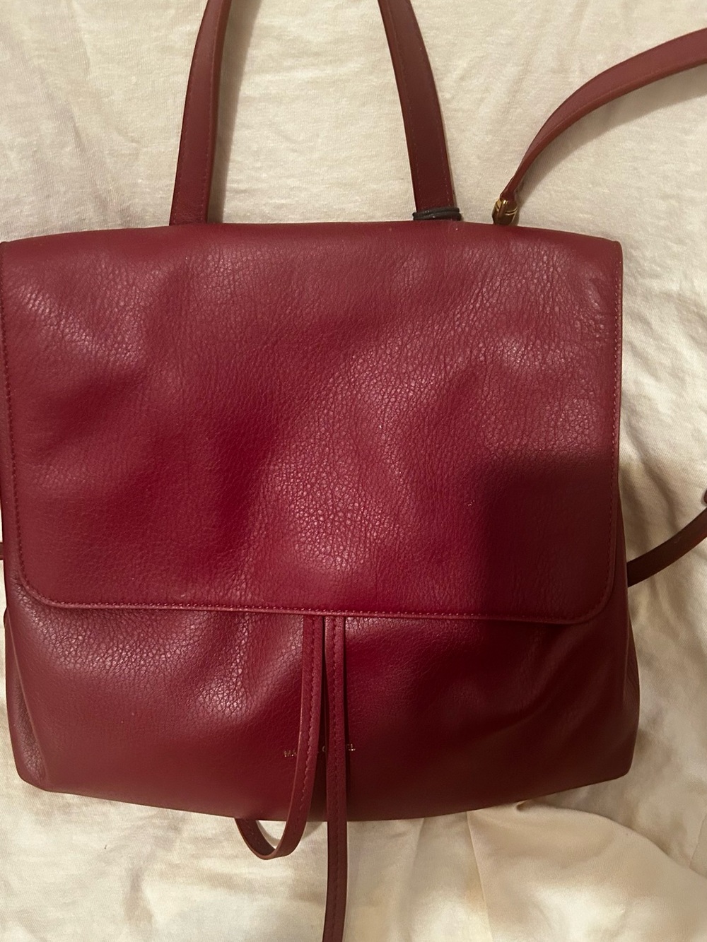 Mansur Gavriel Burgundy Leather Crossbody Backpack
